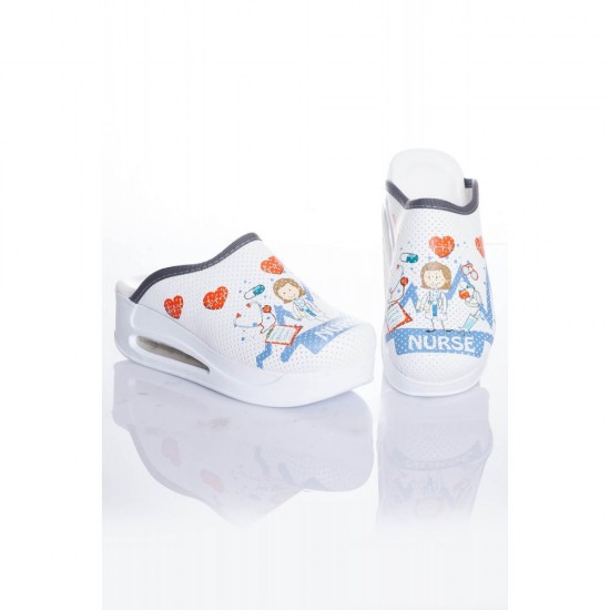 Air Max Beyaz Hemşire Desenli Ortopedik Sabo Terlik Air Max Beyaz Hemşire Desenli Ortopedik Sabo Terlik