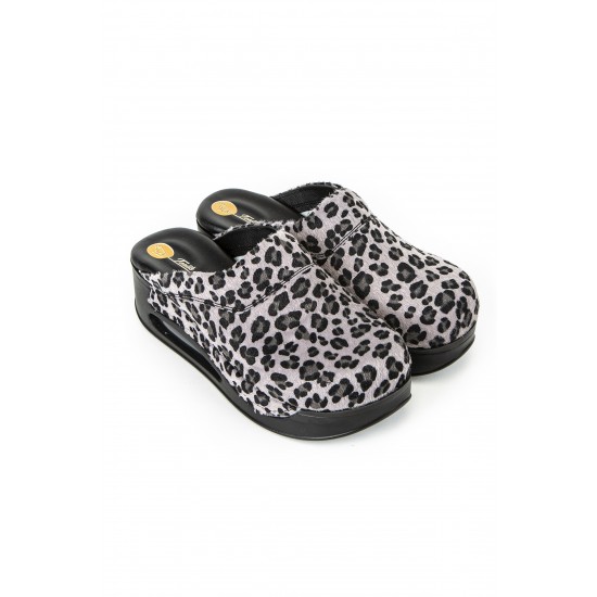 Air Max Gri Leopar Desenli Ortopedik Sabo Terlik