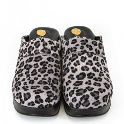 Airmax Gri Leopar Desenli Ortopedik Sabo Terlik