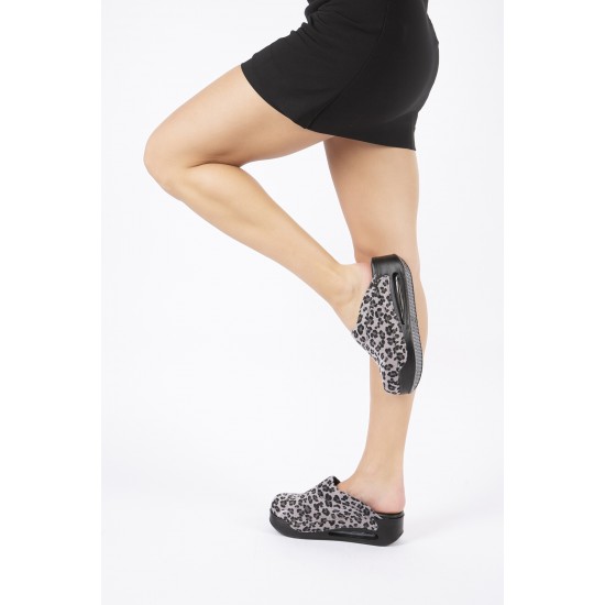 Air Max Gri Leopar Desenli Ortopedik Sabo Terlik