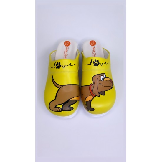 Air Max Sarı Köpek Desenli Ortopedik Sabo Terlik