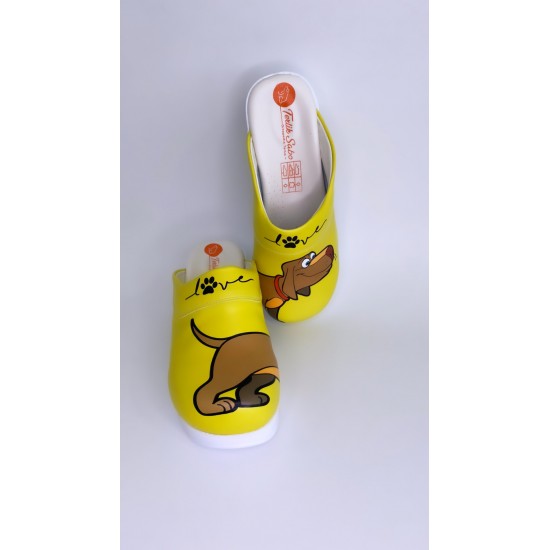 Air Max Sarı Köpek Desenli Ortopedik Sabo Terlik