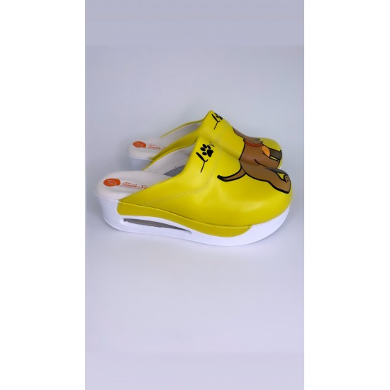 Air Max Sarı Köpek Desenli Ortopedik Sabo Terlik