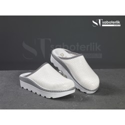 Ortopedik Beyaz Traktör Taban Sabo Terlik  