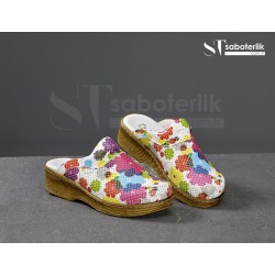 Ortopedik Büyük Çiçekler Brown Taban Sabo Terlik