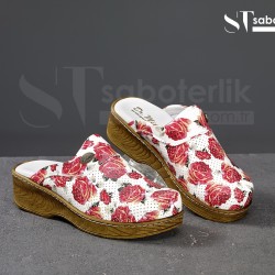 Ortopedik Gül Desenli Brown Taban Sabo Terlik  