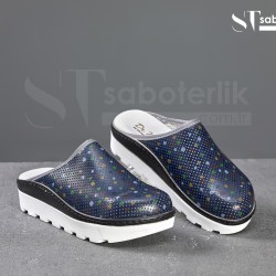 Ortopedik Lacivert Desenli Traktör Taban Sabo Terlik  