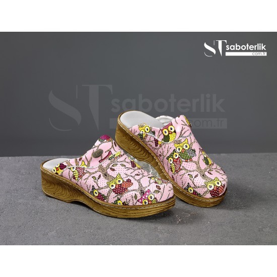 Ortopedik Pembe Baykuşlar Brown Taban Sabo Terlik
