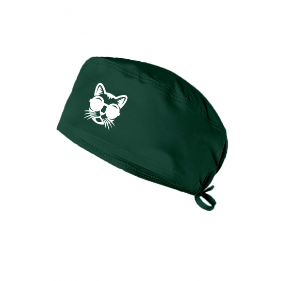 Gözlüklü Kedi Baskılı Doktor Hemşire Bonesi, Diş Hekimi Bonesi, Şef Aşcı Bonesi Cerrahi Bone