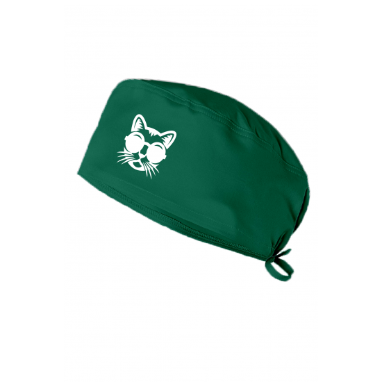 Gözlüklü Kedi Baskılı Doktor Hemşire Bonesi, Diş Hekimi Bonesi, Şef Aşcı Bonesi Cerrahi Bone