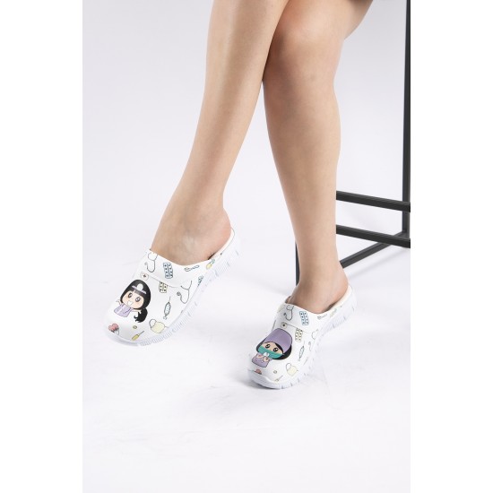 Cushy Ortopedik Hemşire Desenli Sabo Terlik