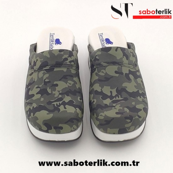 Air Max Yeşil Kamuflaj Taban Ortopedik Sabo Terlik