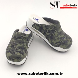 Air Max Yeşil Kamuflaj Taban Ortopedik Sabo Terlik