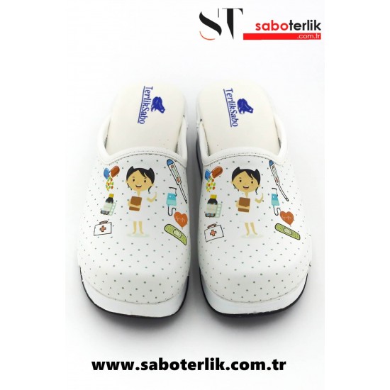 Air Max Hemşire Temalı Desenli Ortopedik Sabo Terlik