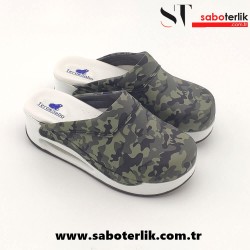 Air Max Yeşil Kamuflaj Taban Ortopedik Sabo Terlik