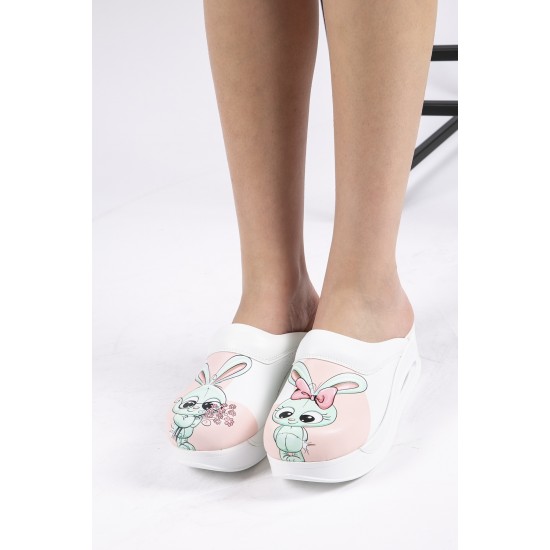 Air Max Sevimli Tavşan Desenli Ortopedik Sabo Terlik