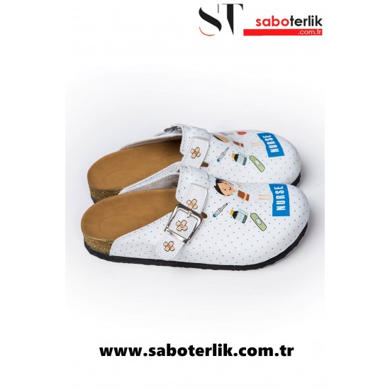 Mantar Taban Hemşire Temalı Ortopedik Sabo Terlik