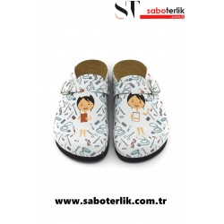 Mantar Taban Hemşire Temali Ortopedik Sabo Terlik