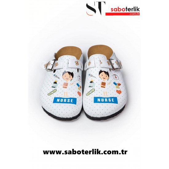 Mantar Taban Hemşire Temalı Ortopedik Sabo Terlik