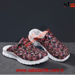 Cushy Ortopedik Çiçekli Sabo Terlik   Cushy Ortopedik Çiçekli Sabo Terlik