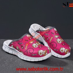 Cushy Ortopedik Fuşya Ayıcıklı Sabo Terlik   Cushy Ortopedik Fuşya Ayıcıklı Sabo Terlik