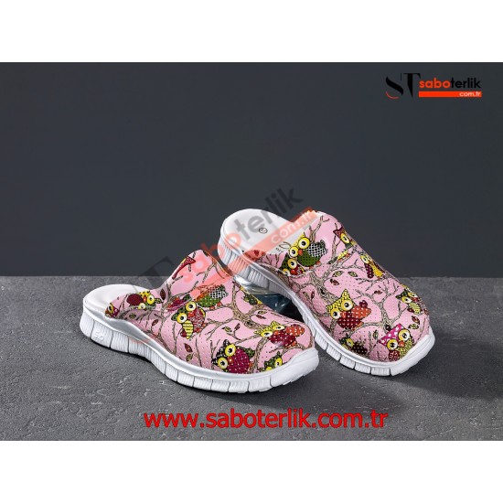 Cushy Ortopedik Pembe Baykuşlu Sabo Terlik