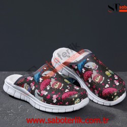 Cushy Ortopedik Siyah Baykuşlu Sabo Terlik  