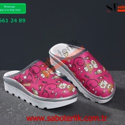 Ortopedik Fuşya Ayıcıklı Traktör Taban Sabo Terlik  
