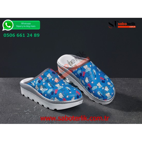 Ortopedik Mavi Diş Temalı Traktör Taban Sabo Terlik