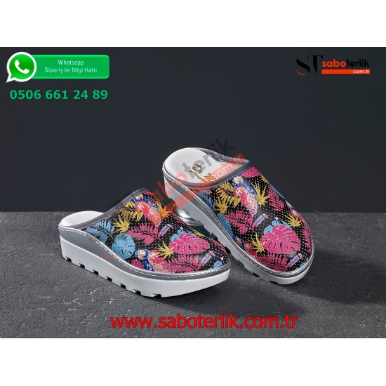 Ortopedik Palmiye Desenli Traktör Taban Sabo Terlik