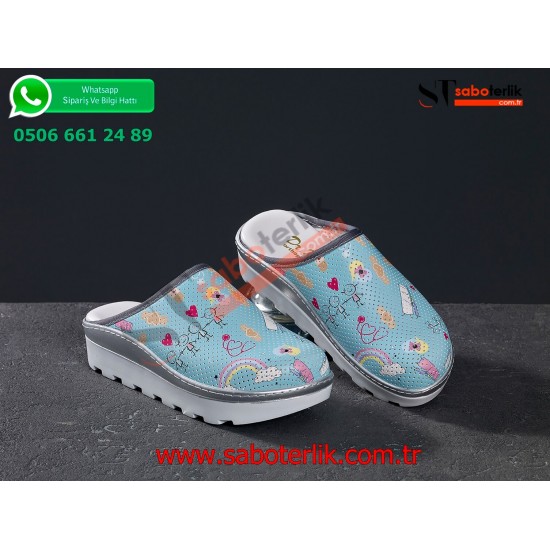 Ortopedik Turkuaz Yarabandı Traktör Taban Sabo Terlik