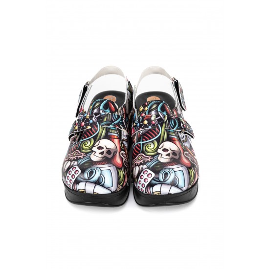 Bantlı Tam Ortopedik Kurukafa Temalı Kadın Orijinal 2024 Airmax Sabo Terlik