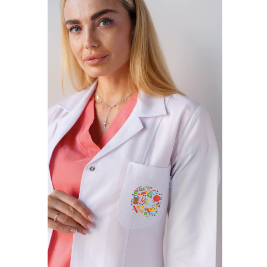 Kadın matematik öğretmen önlüğü alpaka 1. kalite beyaz baskılı öğretmenler için önlük