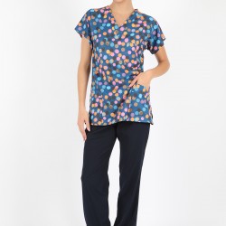 Puantiye Desenli Likralı (Esnek) Greys (Yarasa Kol) Cerrahi Takım