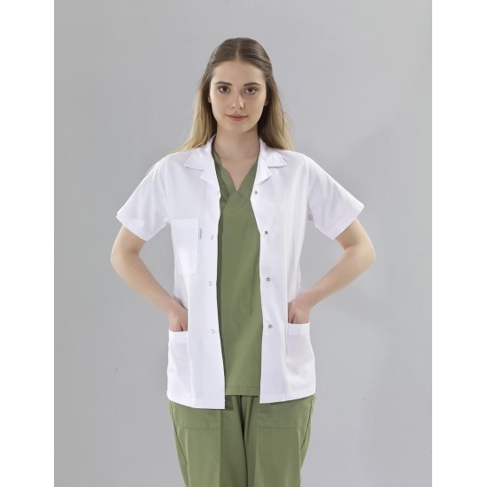 Bayan Doktor  Kısa Kol Beyaz Önlük