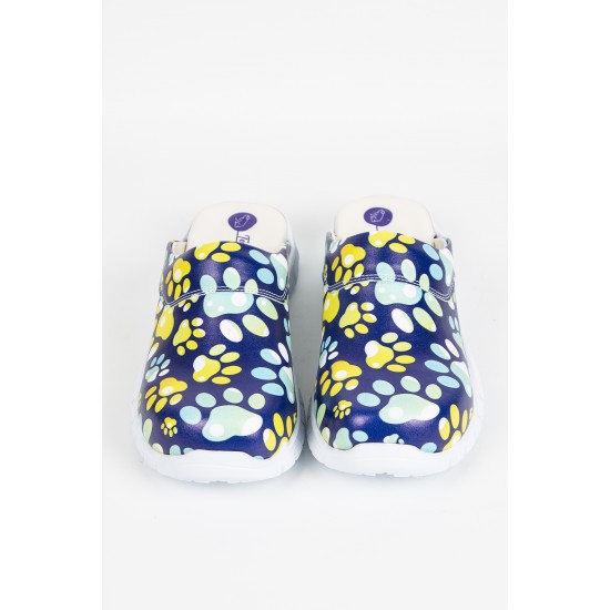 Cushy Ortopedik Mavi Patiler Desenli Sabo Terlik