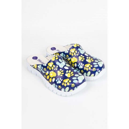 Cushy Ortopedik Mavi Patiler Desenli Sabo Terlik