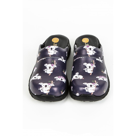 Cushy Ortopedik Siyah Koala Temalı Siyah Taban Sabo Terlik