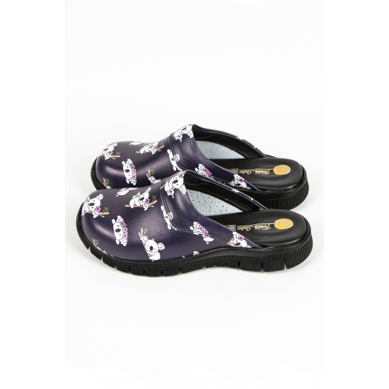 Cushy Ortopedik Siyah Koala Temalı Siyah Taban Sabo Terlik