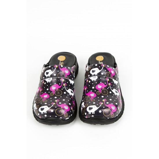 Cushy Ortopedik Siyah Fil Temalı Siyah Taban Sabo Terlik