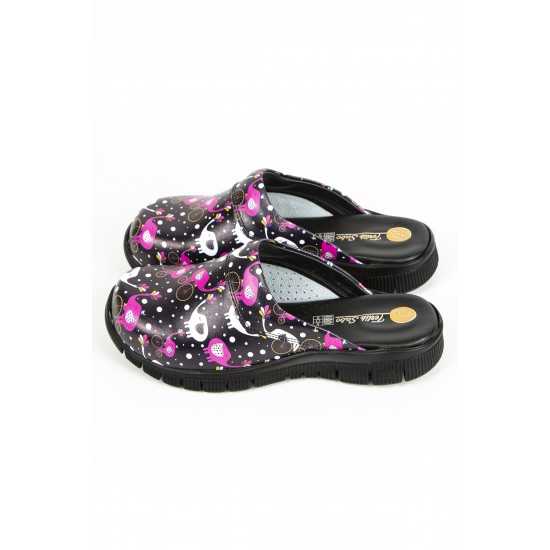 Cushy Ortopedik Siyah Fil Temalı Siyah Taban Sabo Terlik