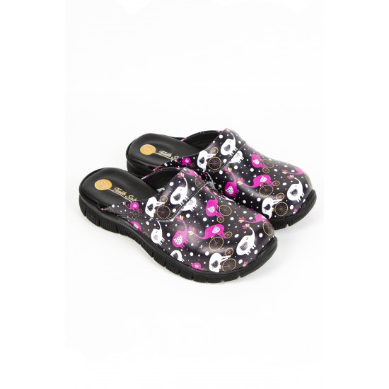 Cushy Ortopedik Siyah Fil Temalı Siyah Taban Sabo Terlik