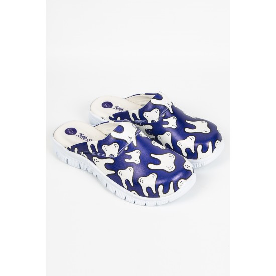 Cushy Ortopedik Lacivert Diş Temalı Siyah Taban Sabo Terlik