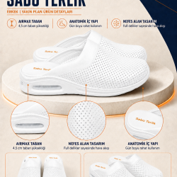 Erkek Airmax Beyaz Ortopedik Orijinal Sabo Terlik