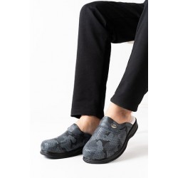 Erkek Koyu Kamuflaj Ortopedik Sabo Terlik 