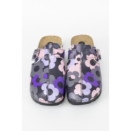 Anatomik Model Sabo Terlik Mor Çiçek Desenli