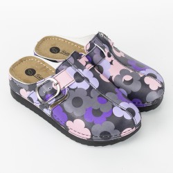 Anatomik Model Sabo Terlik Mor Çiçek Desenli