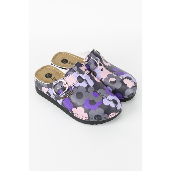 Anatomik Model Sabo Terlik Mor Çiçek Desenli