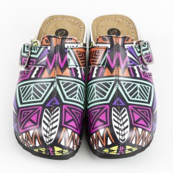 Anatomik Model Sabo Terlik Mor Karışık Desenli