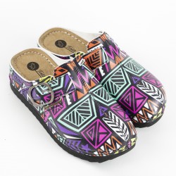 Anatomik Model Sabo Terlik Mor Karışık Desenli